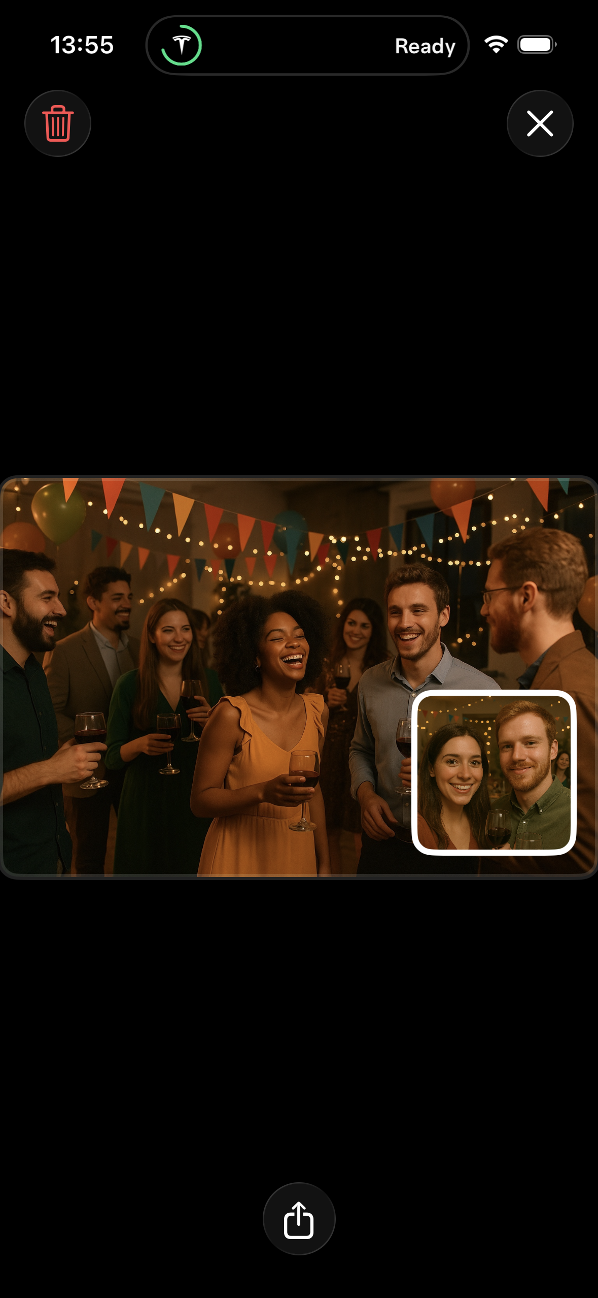 Camera screen preview from InFrame showing a capture session