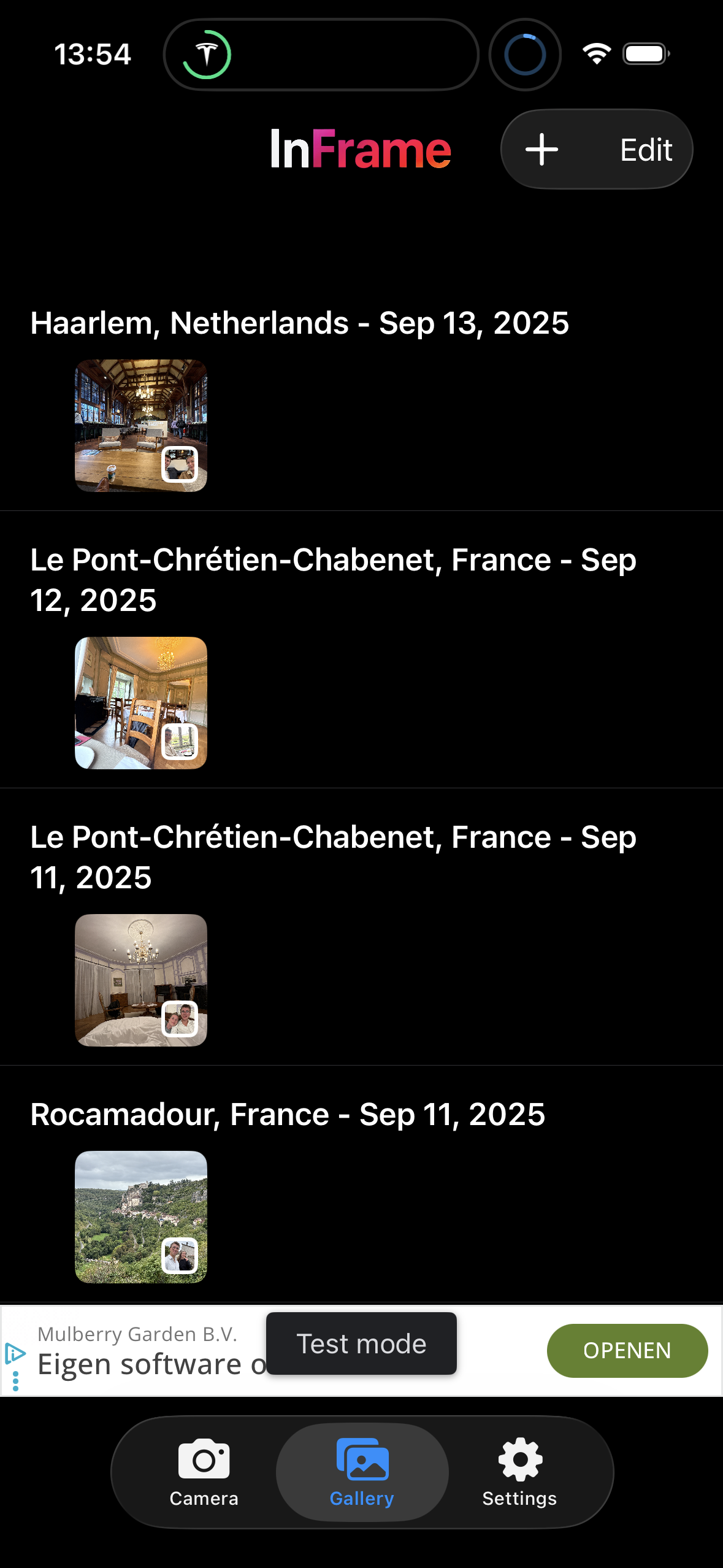 Settings screen preview showing toggles for saving originals and removing ads